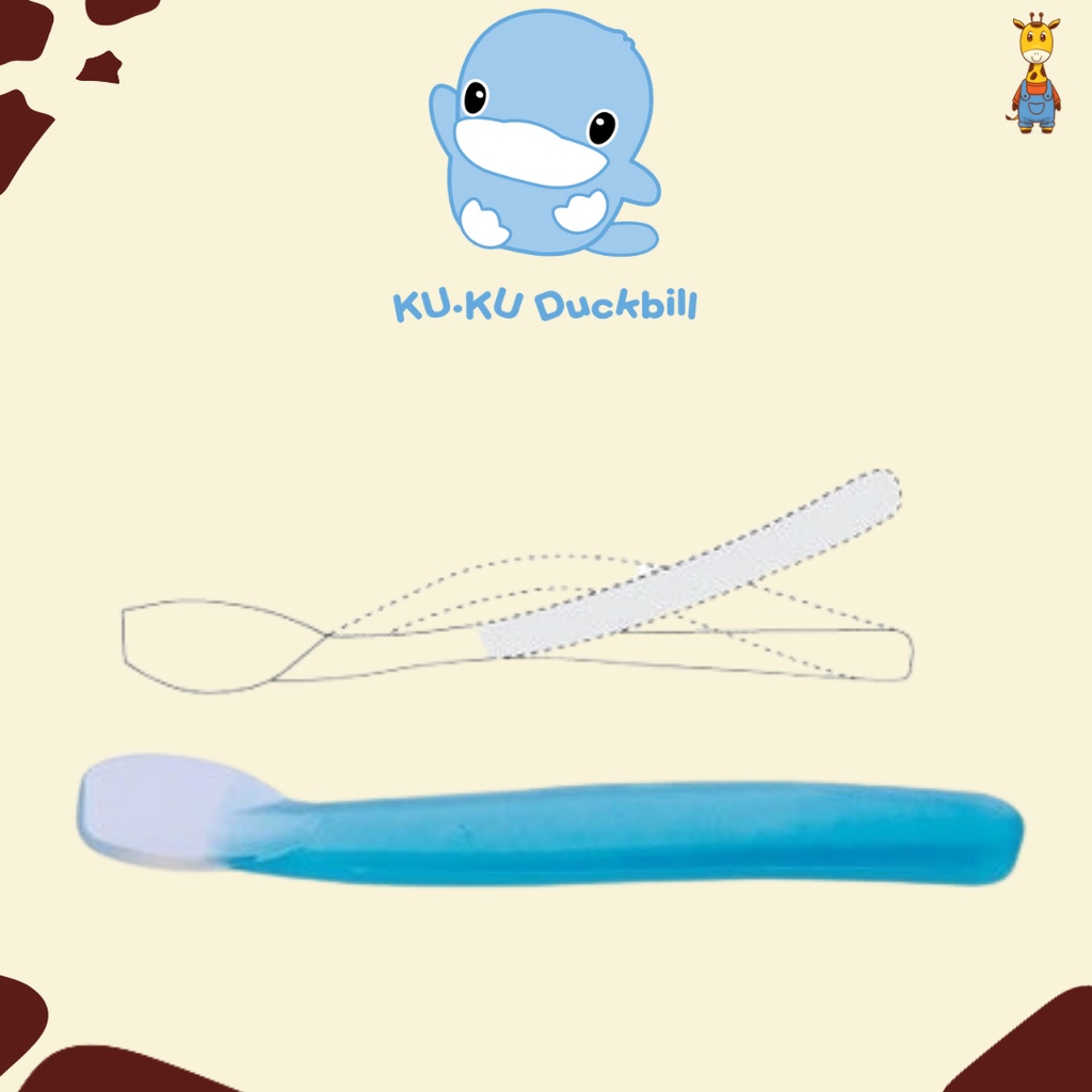 Kuku Duckbill Silicone Spoon KU5314 - Heat Sensing Weaning Spoon - Sendok Bayi