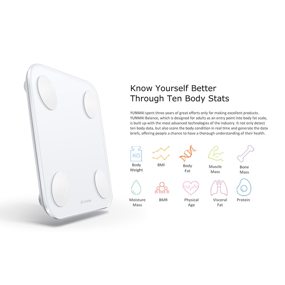 AKN88 - YUNMAI MINI 2 - Smart Intelligent Body Fat Scale - Timbangan Pintar