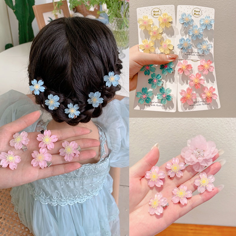 Set Jepit Rambut Bunga Anak Perempuan Bayi Lucu Jepit Rambut Musim Panas Cherry Blossom Hairpin Girl