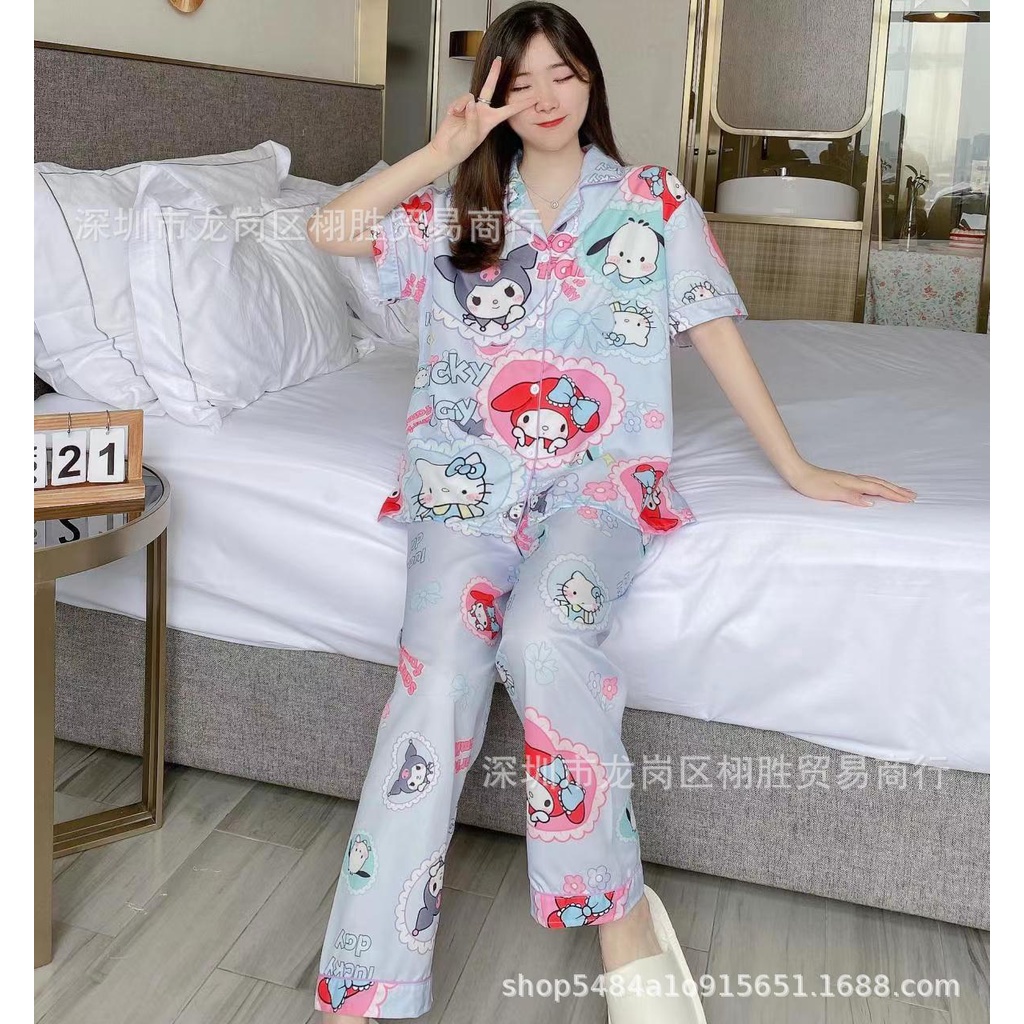 baju tidur sanrio wanita dewasa Piyama  tidur cinnamoroll kuromi melody milk slik