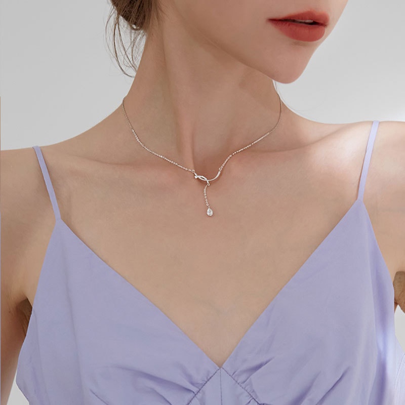 Kalung Geometris Alloy Berlian Imitasi Fashion Untuk Wanita