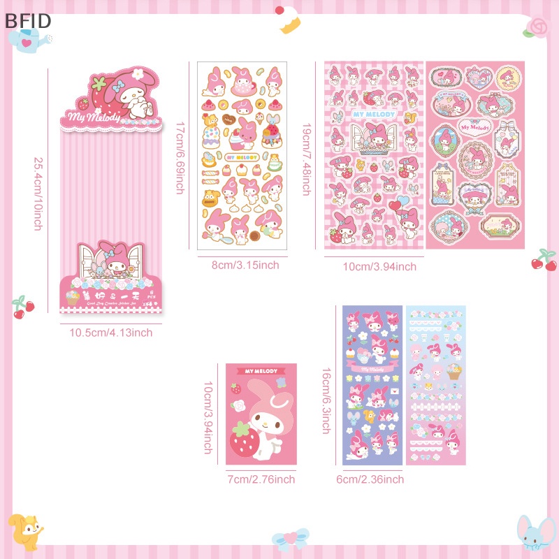 [BFID] Sunny Day Sanrio Cute Thing Supply Station Series Kartun Animasi Kertas Stiker Set Diy Tangan Akun Sticker Stiker [ID]