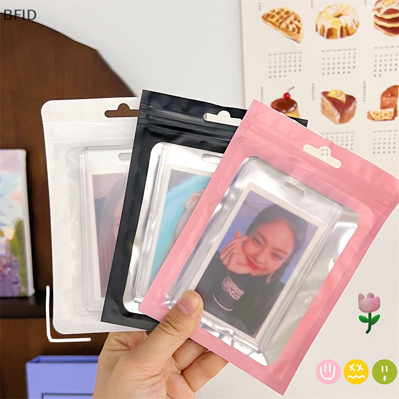 [BFID] 10pcs Card Photocard Storage Bag Warna Matte Transparan Ziplock Bag Gift Packaging Bag Stiker Kantong Kemasan Lengan Kartu [ID]