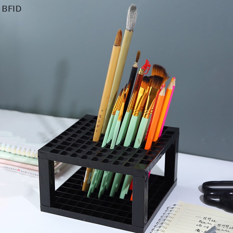 [BFID] 96slot Pen Holder Kapasitas Besar Square Checkerboard Pen Holder Detachable Plastic Penholder Tempat Pulpen Serbaguna [ID]