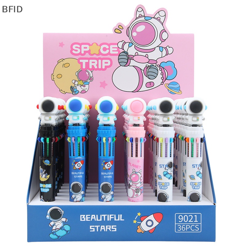 [BFID] 10warna Pulpen Astronot Ballpoint Multi Warna Kawaii Kartun Tekan-Jenis Warna Pulpen Alat Tulis Sekolah Pasokan Multi-Fungsi Hadiah Alat Tulis [ID]