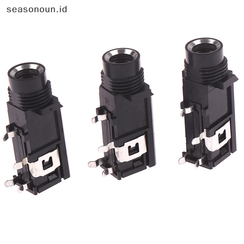 Intipeasonoun 3pcs/banyak 6.35mm stapelack stereo female socket konektor audio adaptor 4pin .