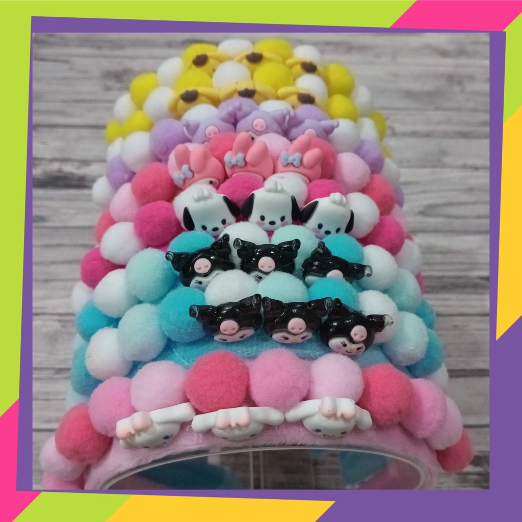 5073 / Bando pompom lucu karakter sanrio / bandana pompom cantik model korea