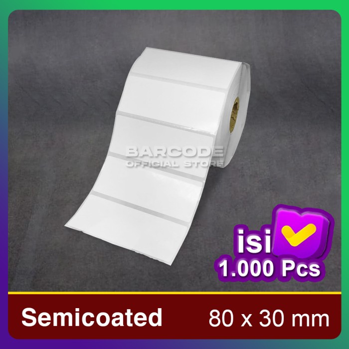 

Label Stiker Barcode 80x30 mm 80 x 30 Kertas Semicoated 80x30mm PST79