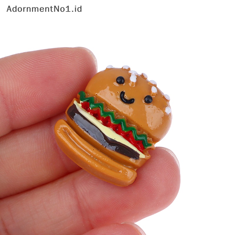 [AdornmentNo1] 10pcs Hand-ed Resin imitasi Mini Pizza Hamburger datar kembali pola miniatur aplikasi DIY Scrapbook Craft dekorasi