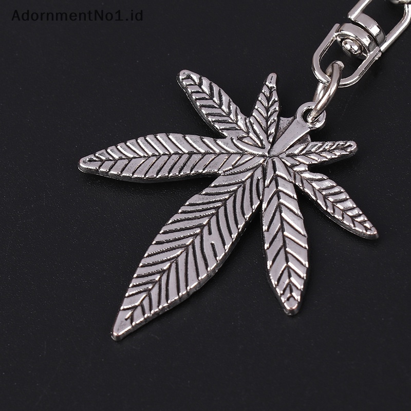 [AdornmentNo1] Gantungan kunci Fashion gantungan kunci logam Keychain perhiasan warna Silver daun Maple liontin