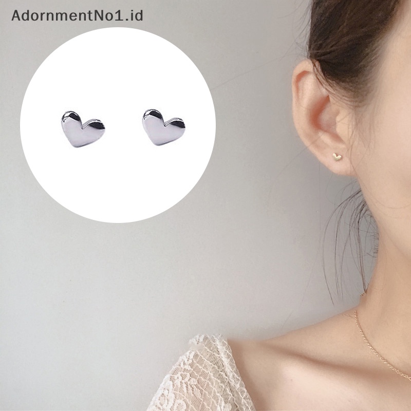 [AdornmentNo1] 1pasang anting tusuk Simple Fashion hati Mini warna emas perak gaya korea Ear Stud Jewelry untuk wanita Tiny Ear
