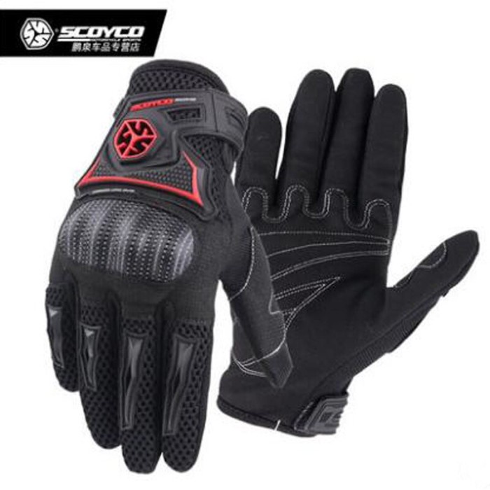 sarung tangan sepeda motor scoyco mc53 original / gloves scoyco mc53 - Hitam, M