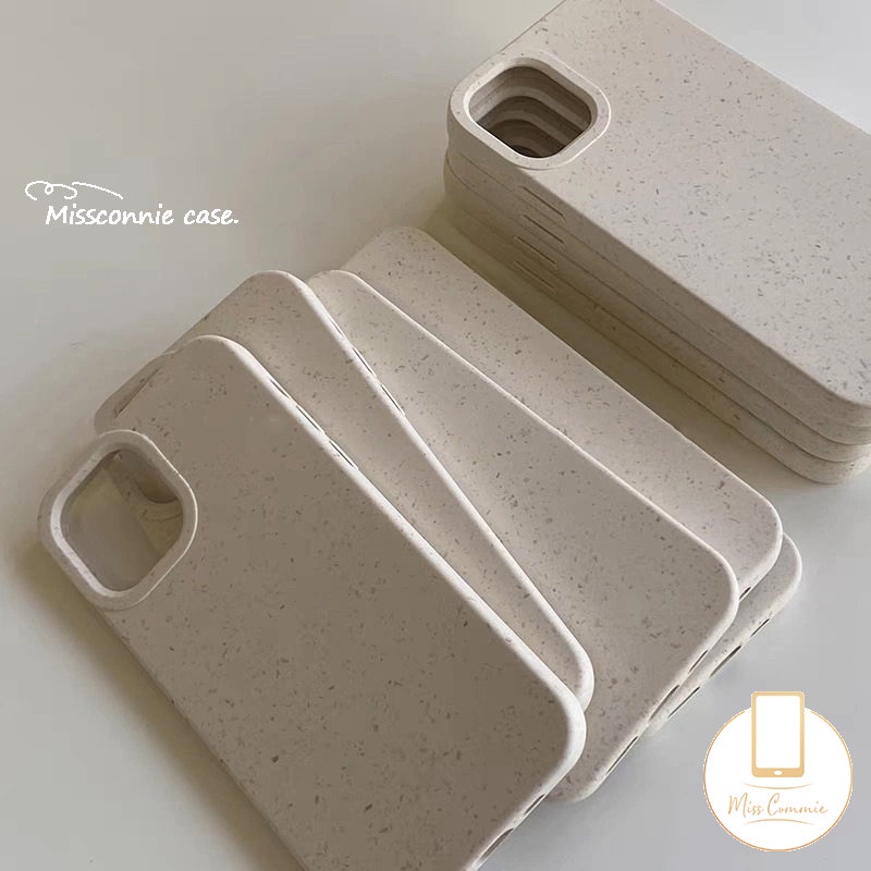 Simple Solid Color Degradable Case Compatible For IPhone 7Plus 11 13 12 14 Pro Max XR X XS MAX 7 6 8 6S Plus SE 2020 Soft Tpu Ins Luxury Straw Texture Phone Cover