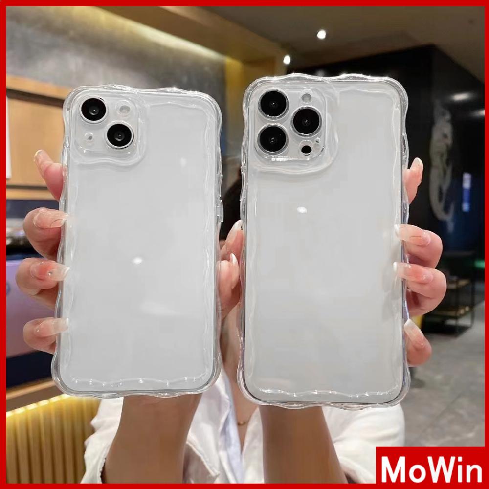 Case iPhone 14 Pro Max iPhone Case 3D Tepi Melengkung Gelombang Bening Phone Case TPU Airbag Tahan Guncangan Kamera Sederhana Kompatibel dengan iPhone 13 Pro Max 12 Pro Max 11 Xr 7Plus 8Plus