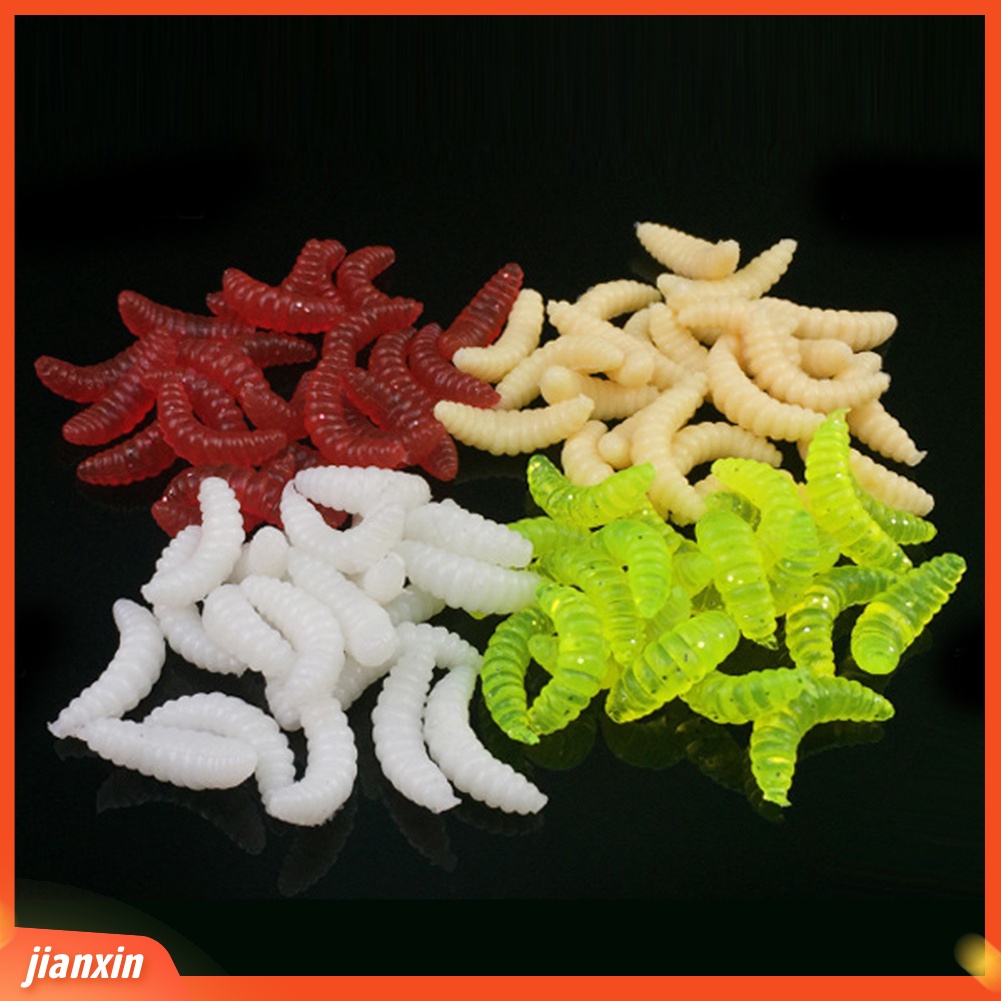 (In Stock) 100Pcs 4warna Maggot Grub Outdoor Fishing Lure Cacing Silikon Alat Umpan Lembut