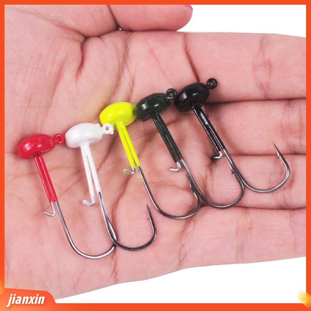 (In Stock) 5Pcs /Set 4g Kait Pancing Kepala Jamur Non-Deformed Lead Ned Rig Jig Head Finesse Mushroom Bait Hook Untuk Outdoor