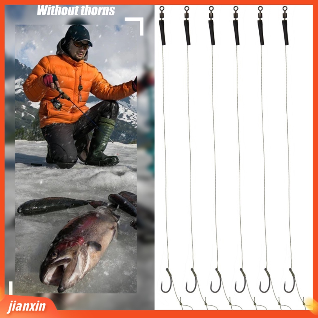 (In Stock) 6Pcs /Grup Rig Rambut Memancing Berduri Barbless Baja Karbon Tinggi Kekuatan Tinggi Rig Rambut Gurame Ringan Untuk Laut