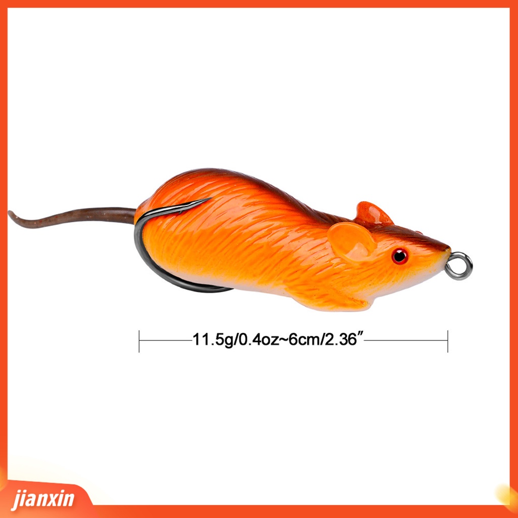 (In Stock) 6cm 11.5g Umpan Tikus Reusable Tahan Aus Silikon Rat Lure Dengan Kait Ganda Untuk Memancing