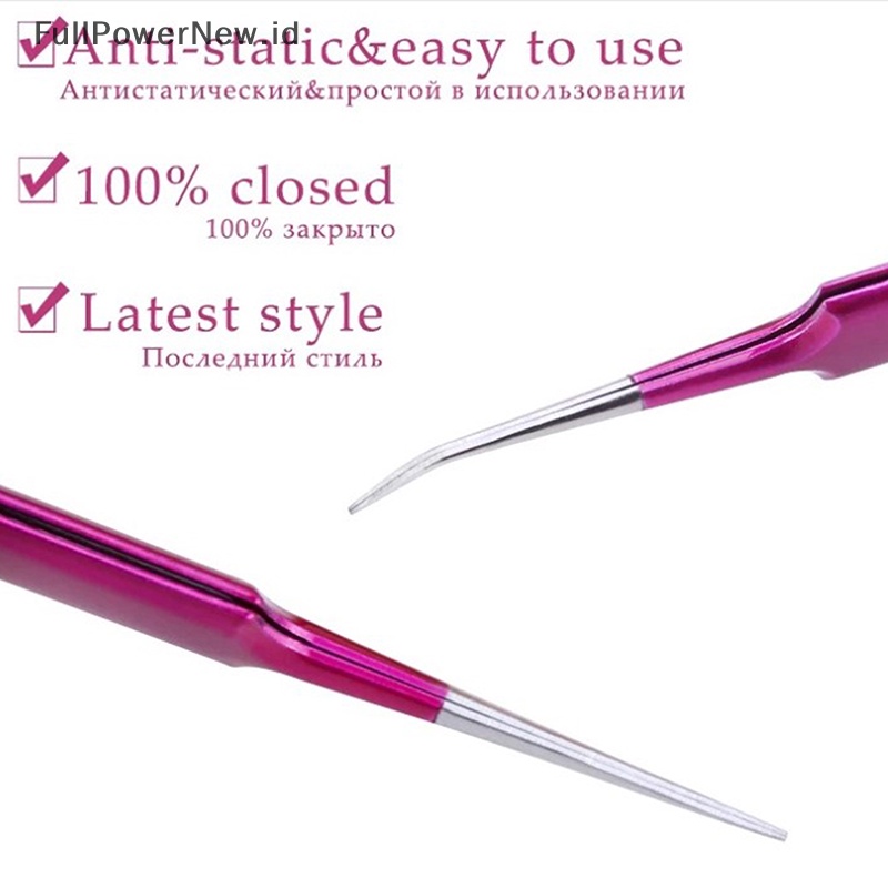 Power Pinset Stainless Steel Gold Blue Untuk eyelash extension high-precision eyelash ID