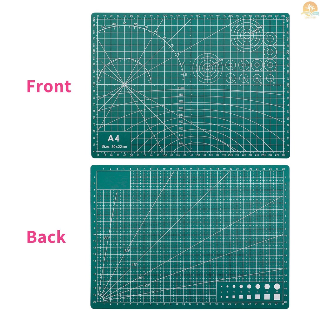 In Stock A4 Self Healing Cutting Mat Talenan PVC Dua Sisi Non-slip Dengan Grid Lines Angles Design Tebal 3mm Untuk Proyek Scrapbooking Art &amp; Craft