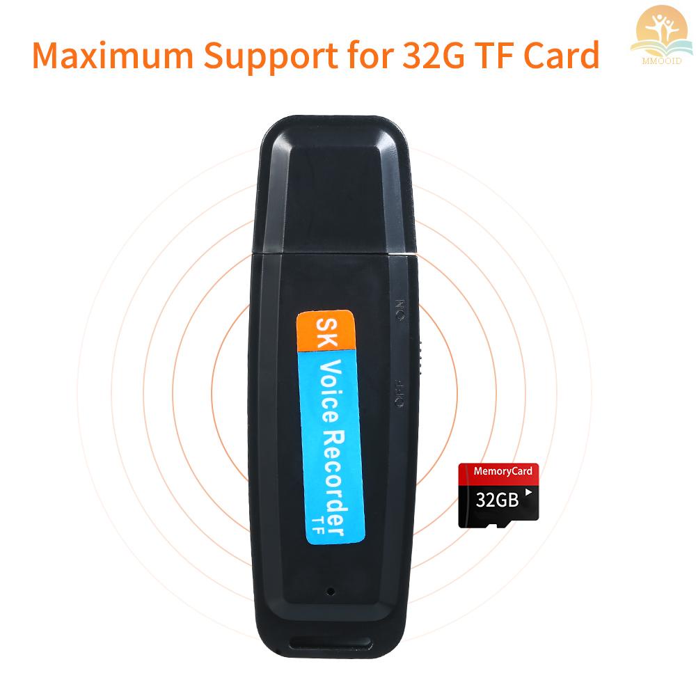 In Stock Perekam Suara Mini Portable USB Rechargeable U-Disk Recorder Penyimpanan Rekaman Satu Tombol Mendukung Kartu TF 1-32G Untuk Meeting Interview Kuliah