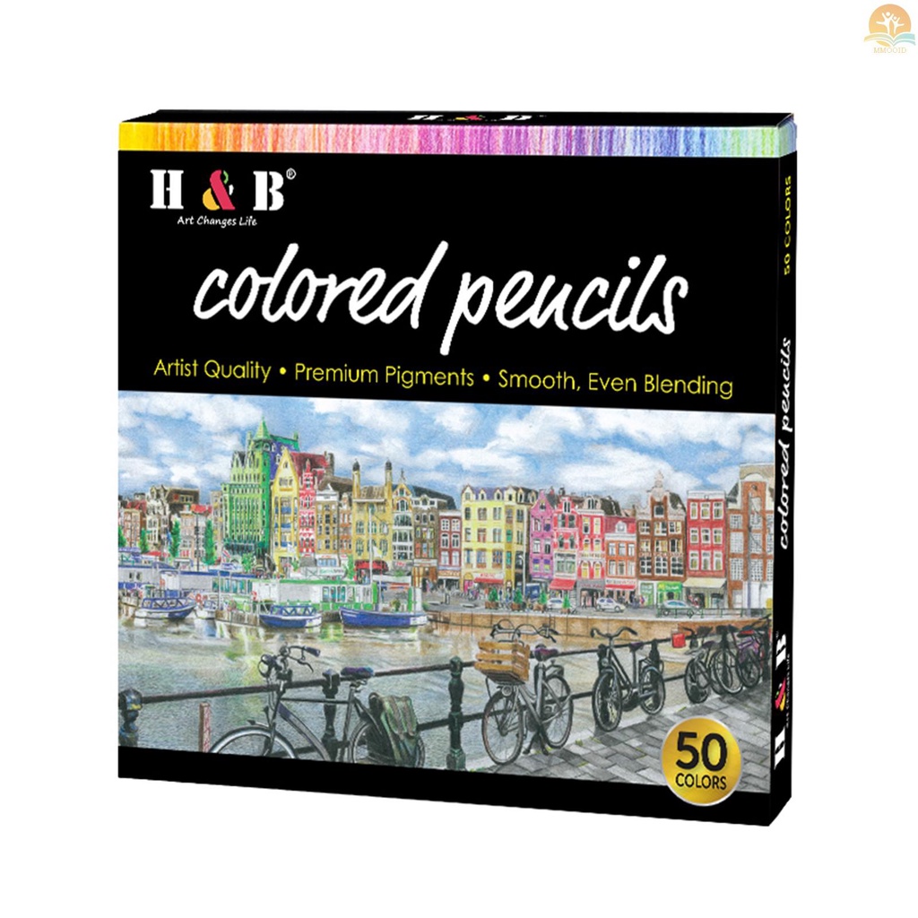 In Stock H&amp;B Pensil Warna Minyak Set 50warna Sketsa Pensil Warna Pra Diasah Perlengkapan Seni Untuk Pelajar Dewasa Artis Gambar Sketsa Buku Mewarnai Dekorasi DIY Proyek P