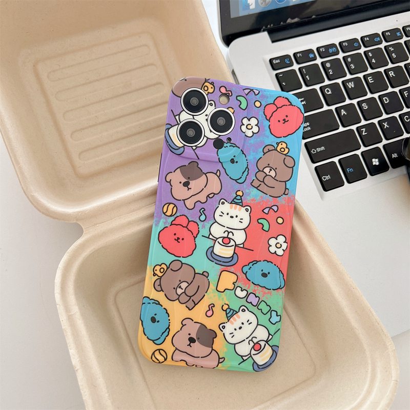 Funny Colorful Oil Painting Animal Soft Silicon Case HP iP iPhone 14 + Plus 12 13 Pro Max 11 IMD Wave Casing Apple