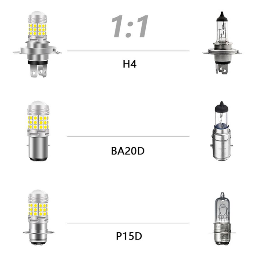 Openmall H4 /BA20D/H6 /P15DLED Lampu Depan Motor 42SMD LED Lamp Moto High/Low Beam Bulbs Lamp Lampu Kabut 12V Putih E6F9