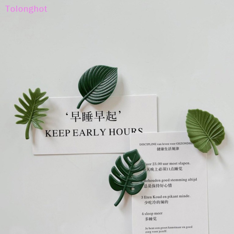 Tolonghot&gt; 4Pcs Magnet Kulkas ABS Stiker Kulkas Mini Tahan Air Memperbaiki Magnet Kulkas Daun Tropis Stiker Kulkas well