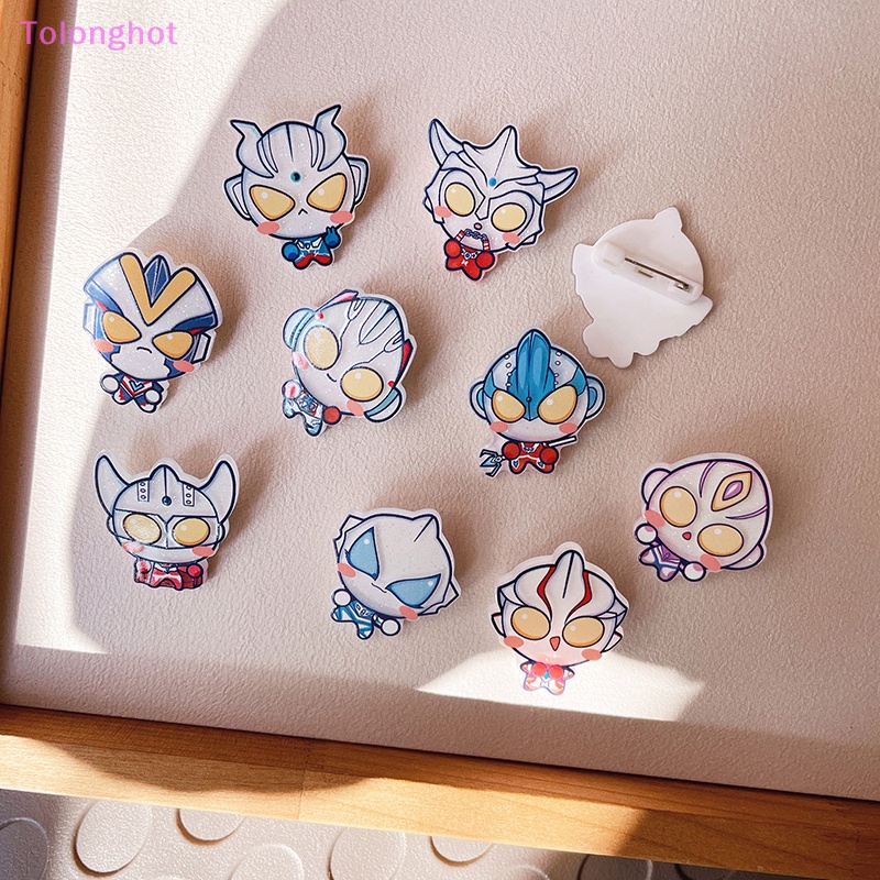 Tolonghot&gt; Tokoh Anime Lucu Ultraman Bros Akrilik Pakaian Pin Baju Tas Kerah Lencana Kartun Fashion Perhiasan Hadiah Ransel Menghiasi Baik