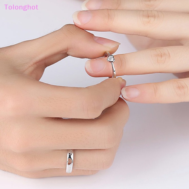 Tolonghot&gt; Plag Berongga Cinta Berbentuk Hati Cincin Berlian Pembukaan Adjustable Sederhana Jari Cincin Untuk Pasangan Valene Hari Ini Dengan Baik