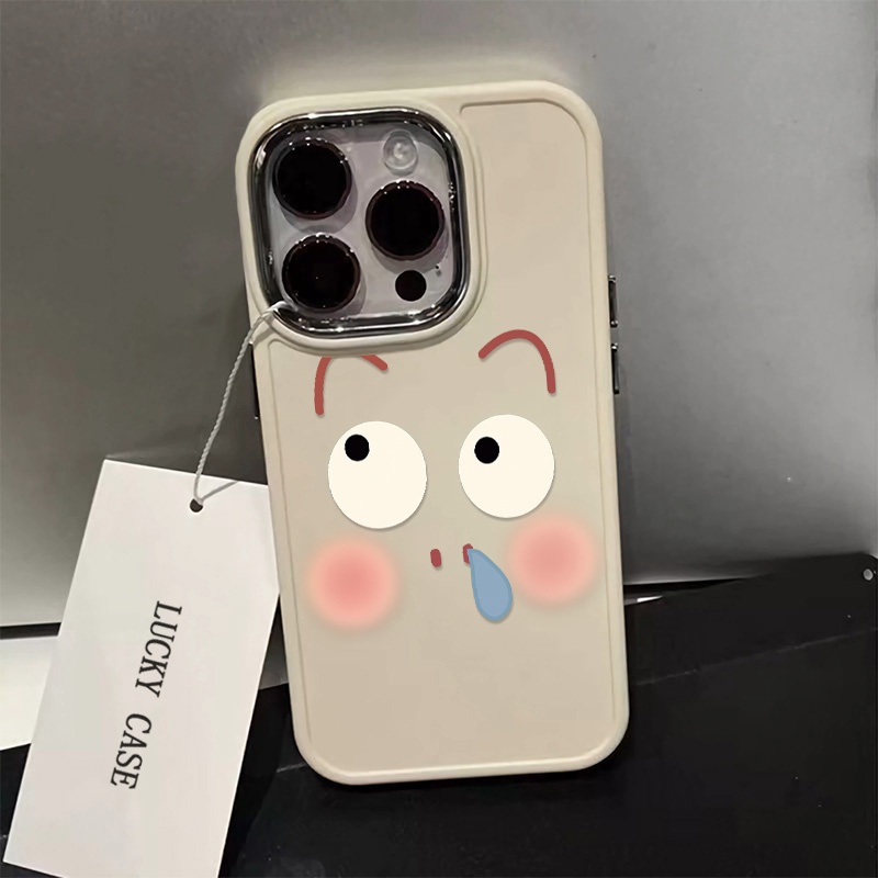 IPHONE Tombol Logam Casing Ponsel Silikon Kompatibel Untuk Iphone14 13 12 Pro Max Soft Casing Emote Lucu Shockproof Cover Cell Precticer