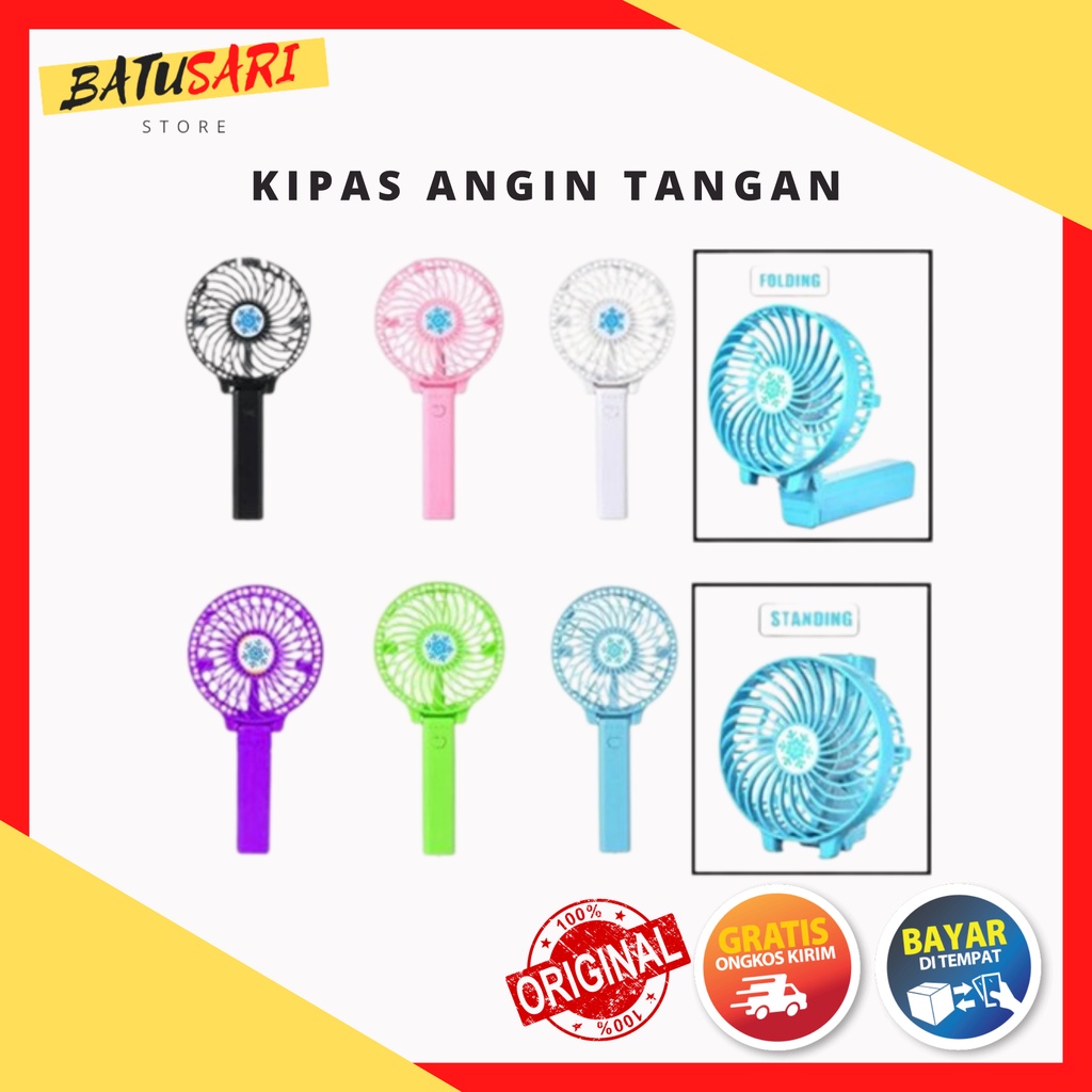 Kipas Angin Tangan Mini Fan Rechargeable Portable 2000mAh Lipat