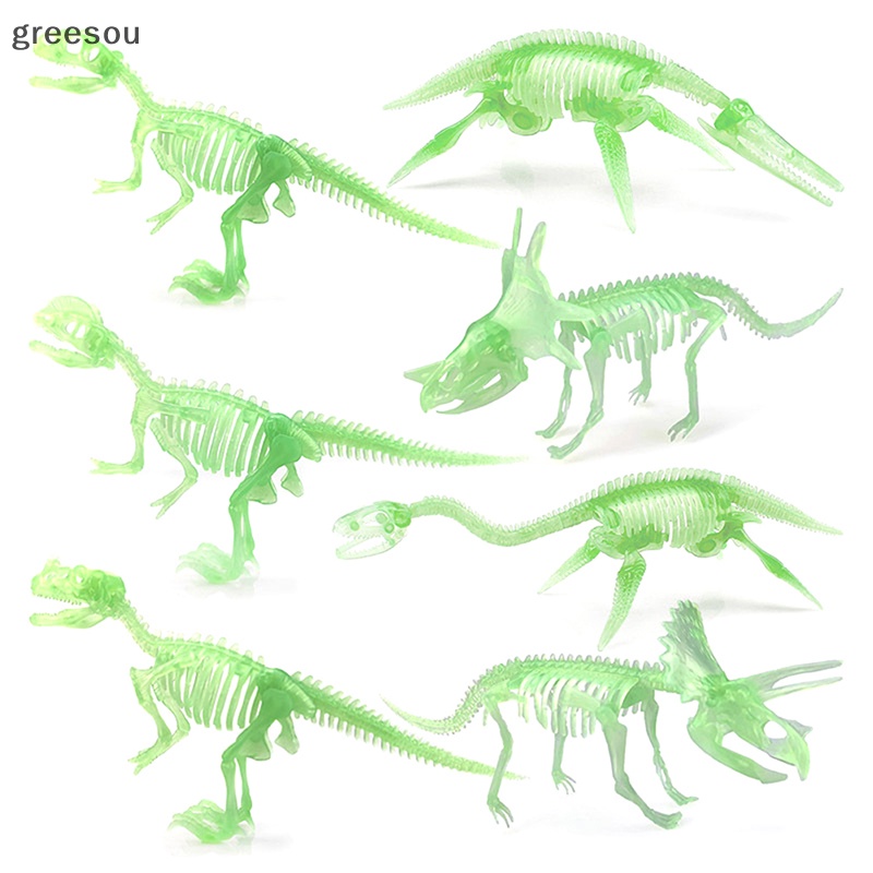 Greesou Realistis Kerangka Dinosaurus Fluorescent Dino Fossil Model Patung Dekorasi Hewan ID