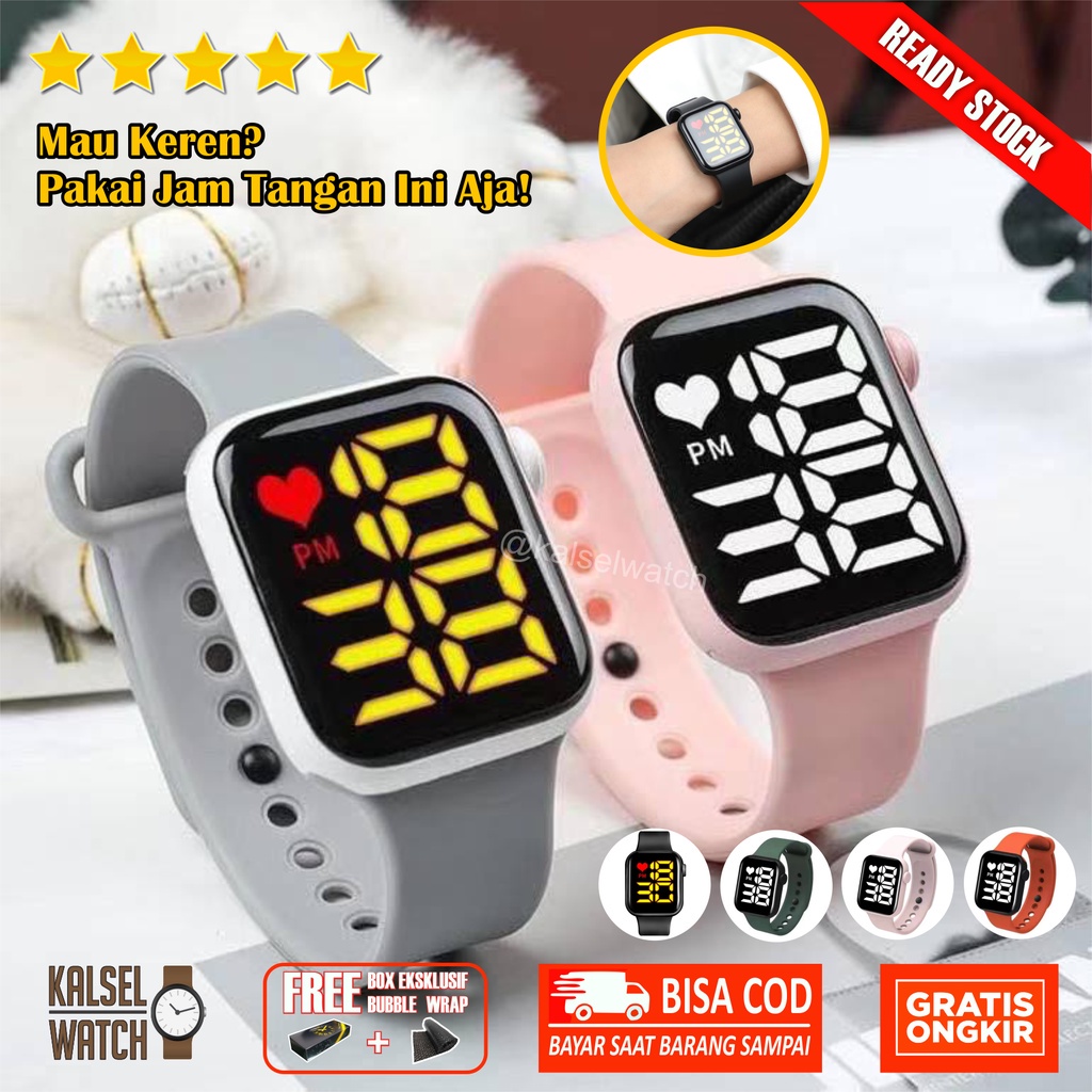 Jam Tangan LED Digital Pria Wanita Jam Tangan Rubber Layar Elektronik Jam Tangan Couple Anak Remaja Premium iWatch Apel Jam Tangan Cowok Cewek COD GRATIS ONGKIR Terbaru JT52