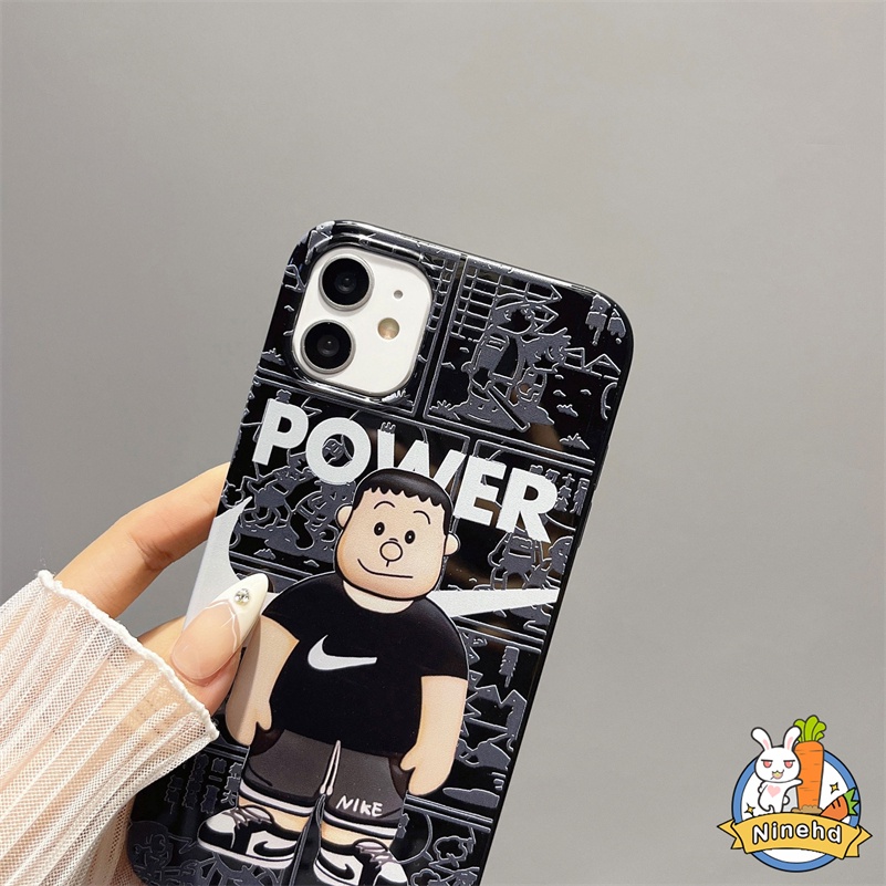 IPHONE Kartun Merek Trendi Fashion Ponsel Case Cocok Untuk Anak Laki-Laki Kompatibel Untuk Iphone14 13 12 11 Pro Max X Xr Xs Max8 7 6 6s Plus SE 2020 Shockproof Frame Pelindung Hitam Soft Case