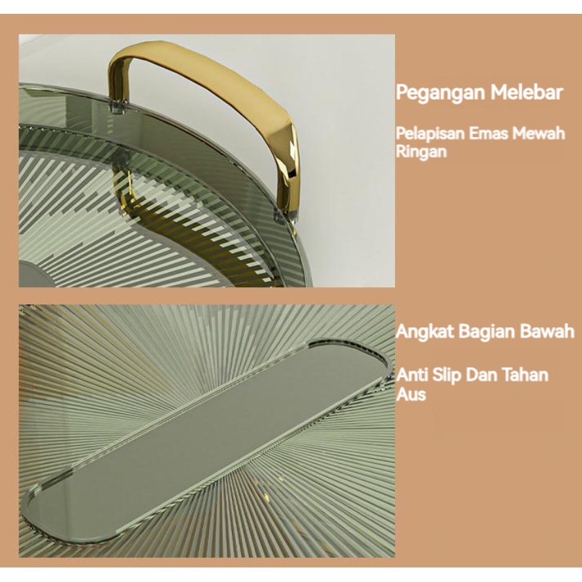 【BESAR】Nampan Plastik Tray Ukuran Besar (38x24cm)/Nordic Luxury Tray/Tray Aesthetic Gold/Nampan Tray Mewah/Nampan Luxury/Tray Aesthetic