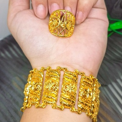 Gelang Kendari Rante free cincin Perhiasan Dubai Lapis Emas 24K Gold Fashion Xuping Aksesoris mirip 