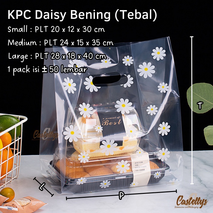 Kantong Kresek Tas Plastik Import KPC Daisy Bening Plastic Goodie Bag Hampers