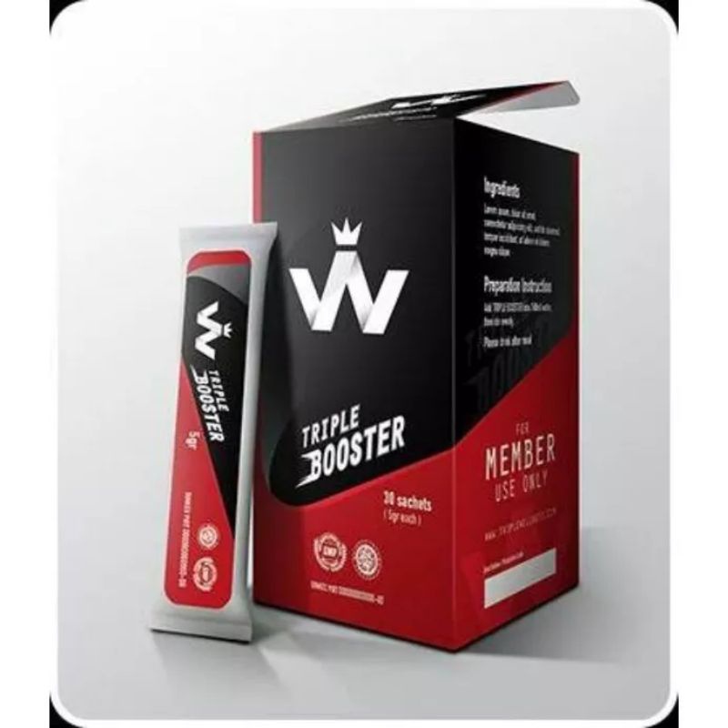 

Triple Booster 1 Box 10 Sachet Suplemen Pria Rasa Anggur