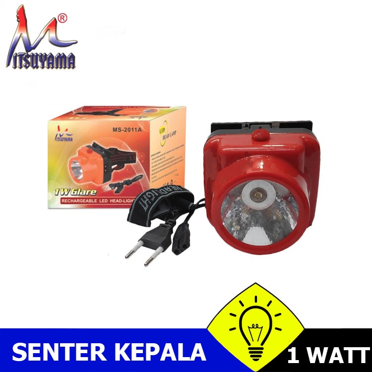 Senter Kepala Charger Led 1 Watt Mitsuyama MS 2011A / MS-2011A Super Terang