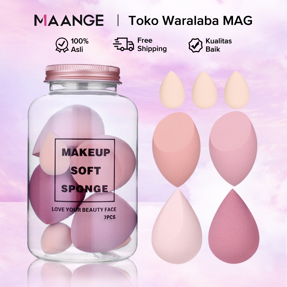 MAANGE Set Bedak Makeup dengan Wadah Telur, Spons Lembut untuk Bedak Cair, Krim, dan Bedak1466