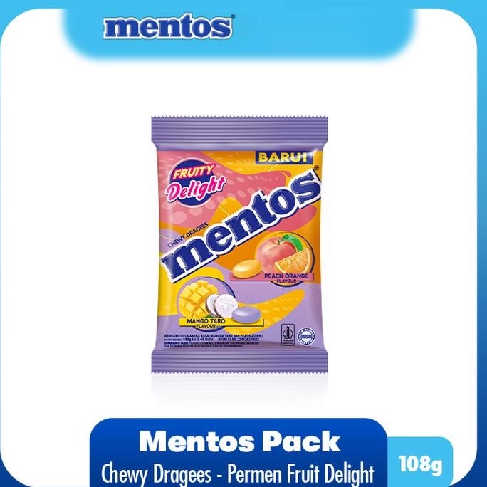 

Mentos Chewy Dragees Fruity Delight Pack Permen Mint Rasa Buah isi 45 butir ORIGINAL