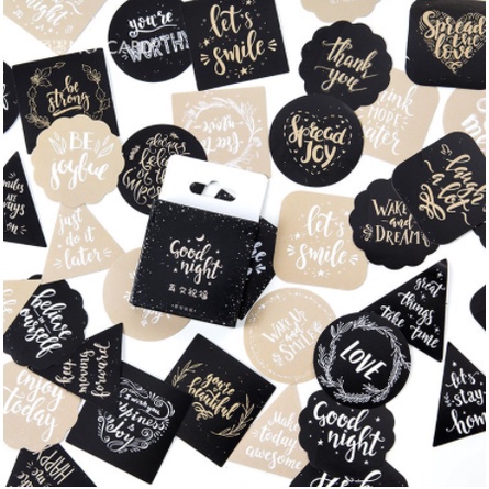 

Sticker Black Quotes 45Pcs Mini Box Stiker Desain English Blessing Diary untuk Scrapbook Journal Bujo Stickers Bullet Journaling