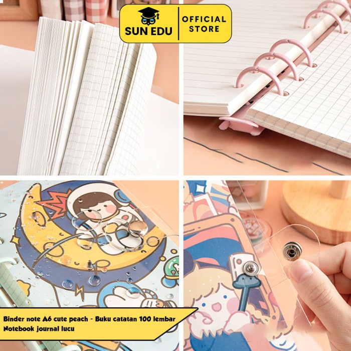 

Binder note A6 cute peach / Buku catatan 100 lembar/ Notebook journal - Astronout
