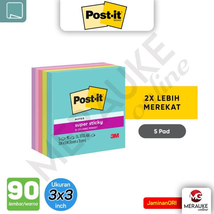 

3M Post-it Super Sticky Notes Supernova 654-5SSMIA 3"x3" 450 Lembar