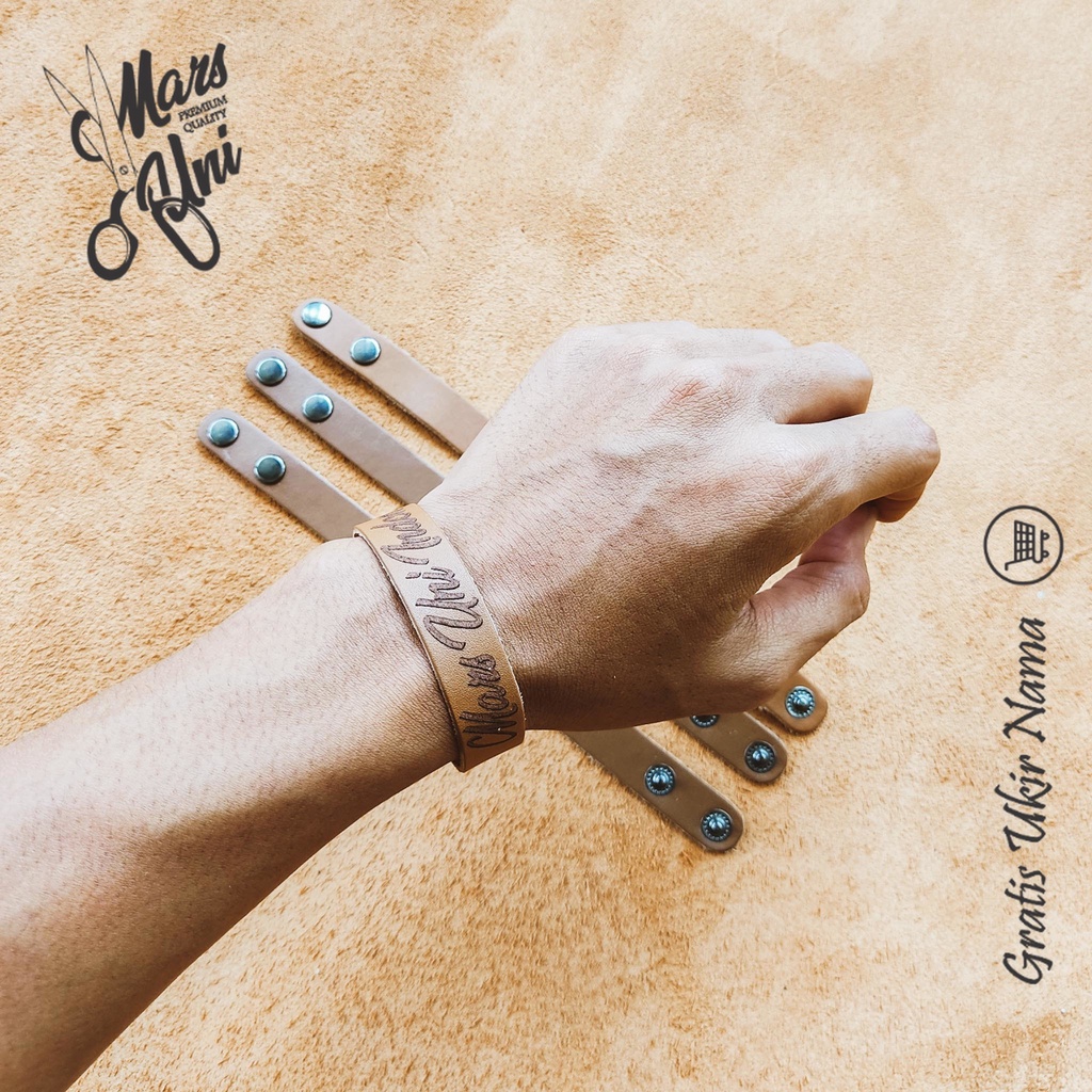 Gelang custom nama kulit asli vegtan bracelet accesories