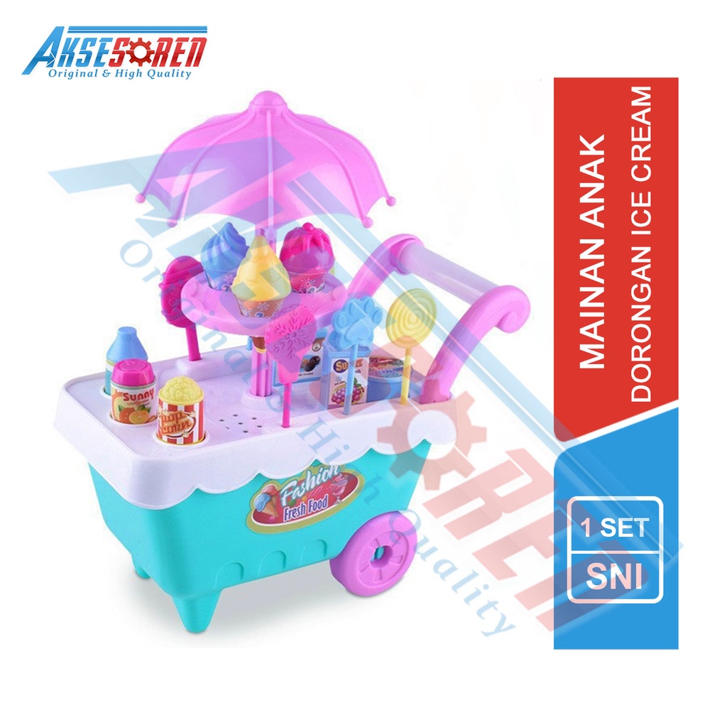 Aksesoren Mainan Gerobak Roda Es Krim Mini 1 Set [FI 501] / Troli Anak Dorongan Es Krim Permen / Gam