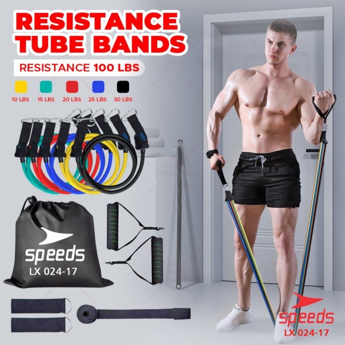 1 Set isi 11 Tali Karet Streching Resistance Band Indoor Home Fitness