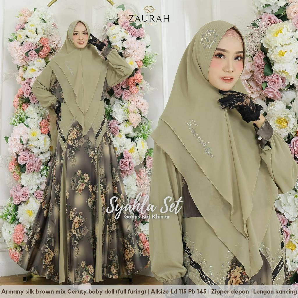 TERBARU SYAHLA SET KHIMAR GAMIS SYAR'I ARMANY SILK BY ZAURAH SYAR'I#JUMBO fashion001_